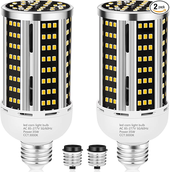 35W 2 pack LED Corn Light Bulb,3000K Warm White(300W Equivalent ) Commercial Grade E26/E39 5000LM Medium Mogul Base LED Lamp,Large Area Lights For Outdoor Indoor Garage supermarket Factory Bay Light