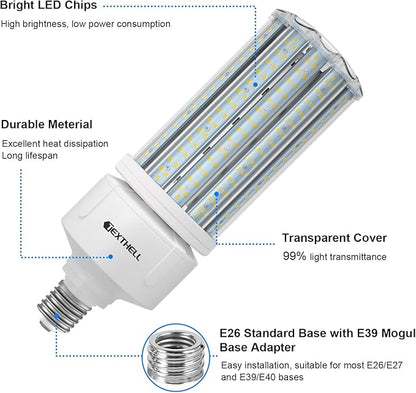 100W Led Corn Light Bulb 15000lm Bright 5000K Daylight White E26/E39 Base 1000W Equivalent LED Metal Halide HID CFL for Commercial Industrial Lighting Warehouse High Bay Light Garage Workshop(2-Pack)