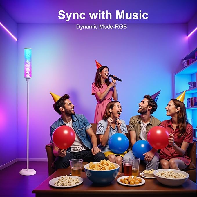 Prism Glow Floor Lamp with Water Ripple, Smart RGB LED Floor Lamp with Music Sync, DIY Colors, Color Changing Standing Lamp with 3 Color Temperature, Timer, Corner Lamp for Living Room, Bedroom