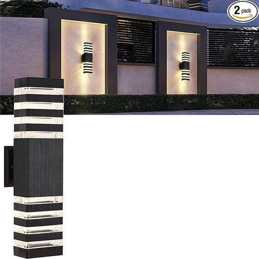 18inch LED Square Up & Down Wall Lights,24W Outdoor Wall Light 4000K Day White Aluminum Body Waterproof IP65 LED Exterior Light Fixtures Wall Mount for House Patio Garage Garden (18inch-1Pack)