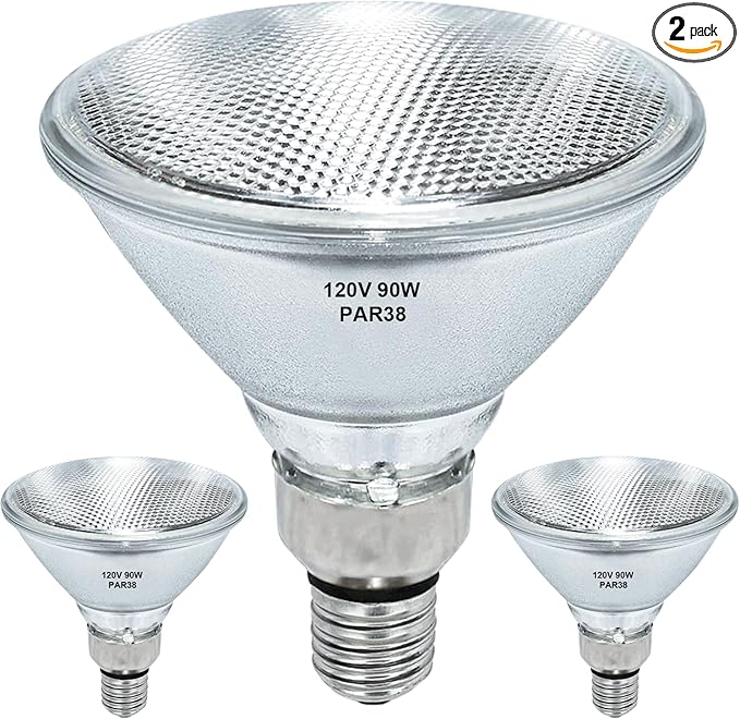 Par38 Halogen Flood Light Bulb 120V 90W,Dimmable Outdoor PAR38 90W Light Bulbs,E26 Medium Base, Warm White, High Output Reflector Flood Lights for Indoor and Outdoor