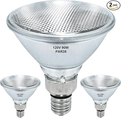 Par38 Halogen Flood Light Bulb 120V 90W,Dimmable Outdoor PAR38 90W Light Bulbs,E26 Medium Base, Warm White, High Output Reflector Flood Lights for Indoor and Outdoor