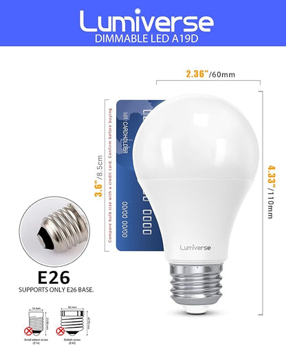 Lumiverse 36 Pack A19 Dimmable LED Bulbs 60W Equivalent, 9.5W, Non-Flickering, 5000K Bright Daylight White, 800 Lumens, E26 Base, 10000 Hour, Energy Saving, Clear Bright Light for Ceiling, Bedroom