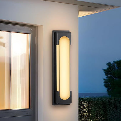 Modern Outdoor Wall Light, 24W IP65 Waterproof Exterior Porch Light, Dimmable LED Outdoor Wall Sconces for Garage Patio Front Door Entryway, 3000K
