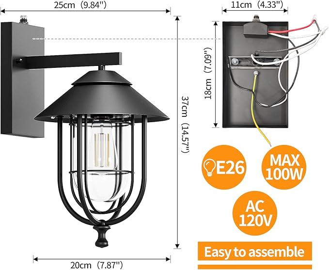 merley Porch Lights Outdoor Modern Wall Lights with Dusk to Dawn Sensor, Rust-Proof & Weather-Resistant Design, Easy to Install – Ideal for House