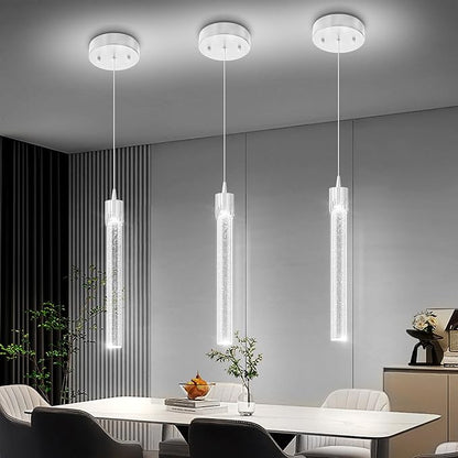 Mini 1 Light Chrome Crystal Pendant Lights,Modern Led Kitchen Island Hanging Light Fixture,Adjustable Pendant Lighting for Kitchen Island,Dimmable 2700k-6000k