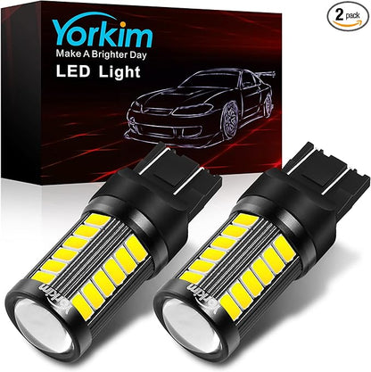 Yorkim 7440 Led Bulb Bright White Lights, T20 Led Bulb, 7443 7441 Led Bulbs, W21W Lights, 7444 Bulbs for reverse/backup/brake light - 5730 33 SMD pack of 2