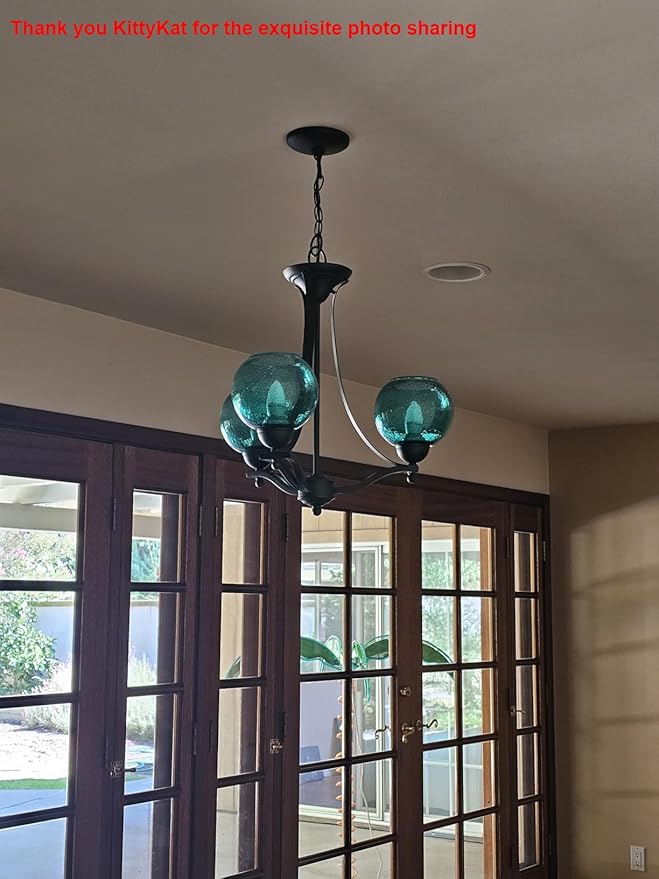 6.3 Inch Replacement Black Seeded Glass Lamp Shade Light Fixture,for Replacement Wall Sconce Pendant Light Ceiling Light Chandelier Shade,Factory Outlet (Ancient Green Glass 3 Pack)
