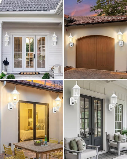 Redluck Motion Sensor Outdoor Lights, 16 inch Dusk to Dawn Outside Porch Lights, Waterproof Anti-Rust Aluminum Outdoor Wall Lights Exterior Lighting Fixtures for House, Garage, Front Door, White