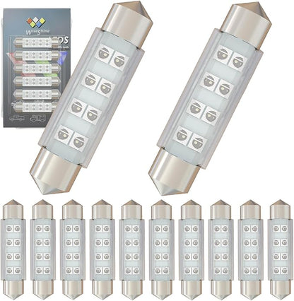 578 Festoon Dome LED Bulb,211-2 Festoon LED Bulb Blue,212-2 LED Bulbs 43mm 44mm DC 24V for Truck Interior Dome Trunk Lights (Pack 12)