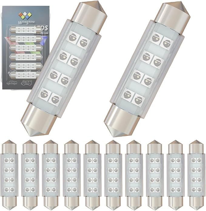 578 Festoon Dome LED Bulb,211-2 Festoon LED Bulb Blue,212-2 LED Bulbs 43mm 44mm DC 12V for Lanscape Camper RV Car Interior Dome Trunk Lights (Pack 12)
