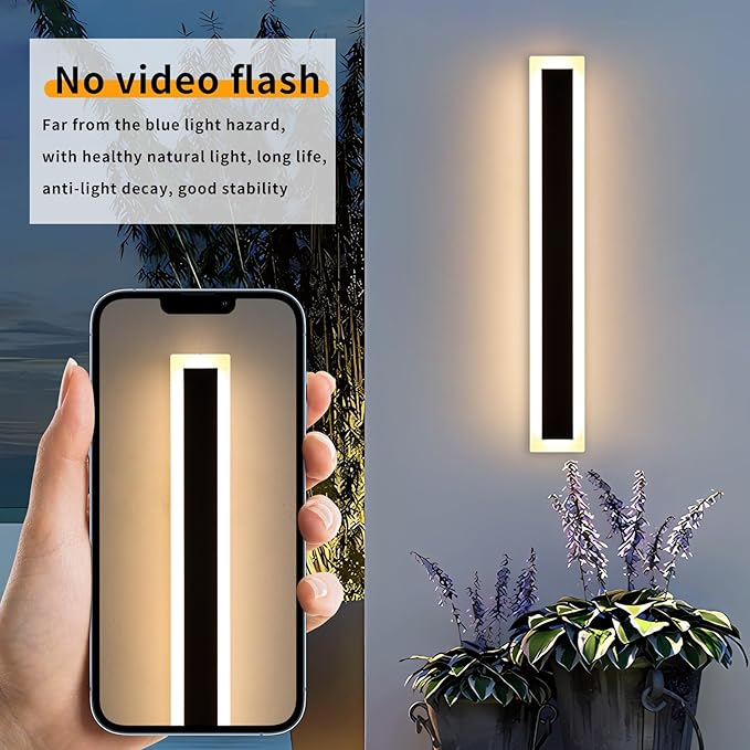 Mikeru Upgraded Widened 2pack 39.3inch Long led Wall Light Fixtures, 10%-100% Dimmable Outdoor Wall Lights Exterior Front Porch Light 3000-6000k Outdoor Light Fixtures Wall Mount for Basement, Garage