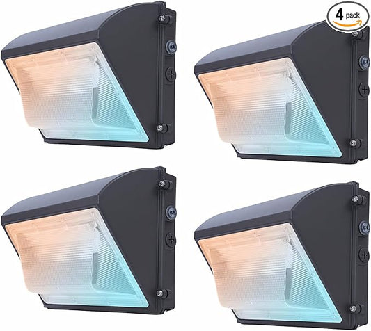 120W LED Wall Pack Light with Photocell 4Pack, 4000/5000/6500K 3CCT, 60/80/100/120W Selectable, Commercial Wall Pack Lights Outdoor LED Wall Lights for Parking Lot Warehouses 100-277V ETL Listed
