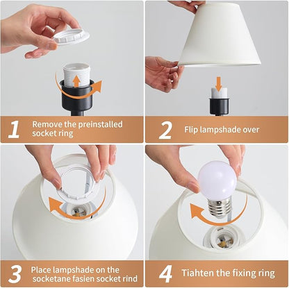 Cordless Table Lamp,Portable Fabric Shade LED Desk Lamps,5200mAh Battery Operated, 3 Color Stepless Dimming Up, for Restaurant, Bedroom,Camping,Coffee Shop,Bar,Night Light(Black)