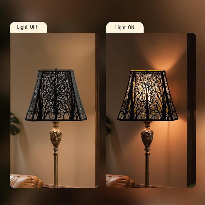 Large sconce lamp shade,metal spider rectangle lamp shade,modern lamp shades,table lamp shade for bedroom or living room (8+6.1)" Top x (13.8+8)" Bottom x 11" Hight,black