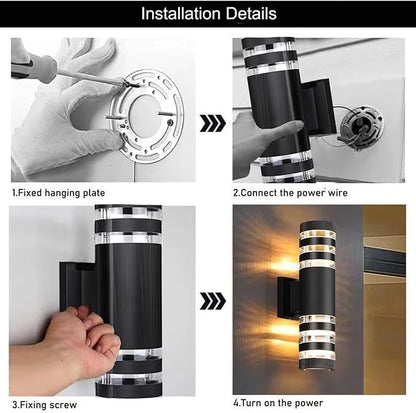 2Pack 15inch LED Cylinder Up & Down Wall Lights,18W Modern Outdoor Wall Light 4000K Day White Aluminum Body Waterproof IP65 LED Exterior Light Fixtures Wall Mount for House Patio Garage Garden