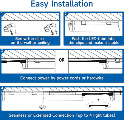 SHINESTAR 4FT Led Shop Lights, 40W 5000LM 5000K LED Shop Light Super Bright 75% Energy-Saving Linkable T8 Light Tube Integrated Fixture for Workshop Garage Basement, 4 Pack