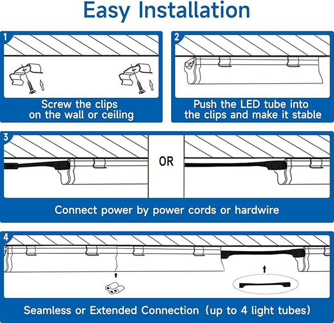 SHINESTAR 8FT 20-Pack LED Shop Light, Linkable T8 Tube Light Fixture for Garage, Basement, Office, 9000LM Super Bright, Daylight White 5000K, Plug and Play