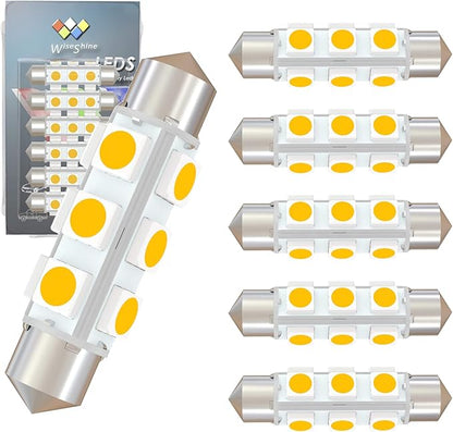 42mm DC 24V Warm White Festoon LED Bulb,578 569 LED Bulbs 211-2 Navigation Bulb for Truck Interior Dome Reading Map Cargo Lights Non Polarity(Pack 6)