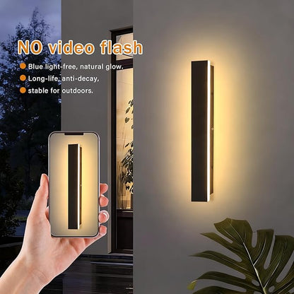 Modern Outdoor Wall Lights 23.6" LED 3000K Outdoor Wall Light for House Exterior Wall Garage Entrance Lighting Fixtures IP65 Waterproof Long Strip Wall Sconces for Doorway Patio Passage