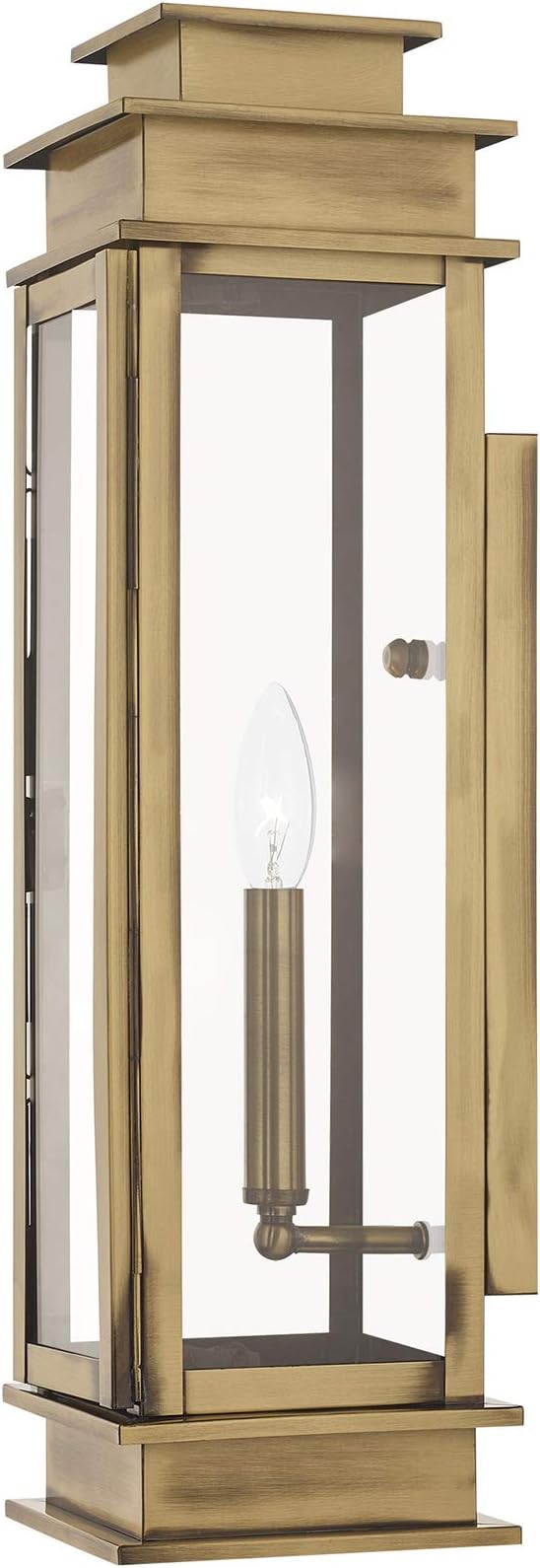 Livex 20207-01 Transitional One Light Outdoor Wall Lantern from Princeton Collection Finish, Antique Brass