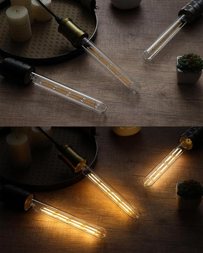 E26 Tubular Led Bulb 8W T10 Dimmable Long Light Bulbs 75 Watt E26 Medium Base 2700k Warm White Edison Lights Bulbs 8.9Inches,6Pack.