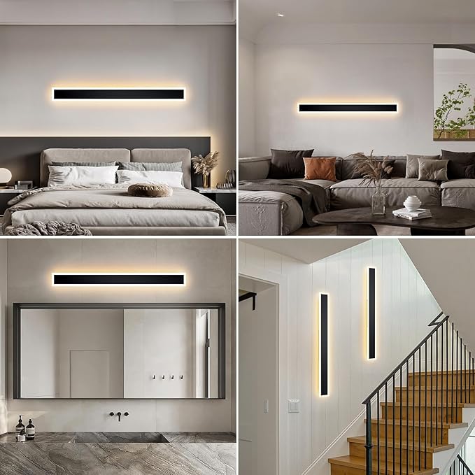 2 Pack 39.3 inch Modern Led Outdoor Wall Light, 3000K-6000K 10%-100% Dimmable Lights for Outside, IP65 Waterproof Wall Sconce Light with Remote Control for Porch,Hallway, Garage,Patio,Stairway,Yard