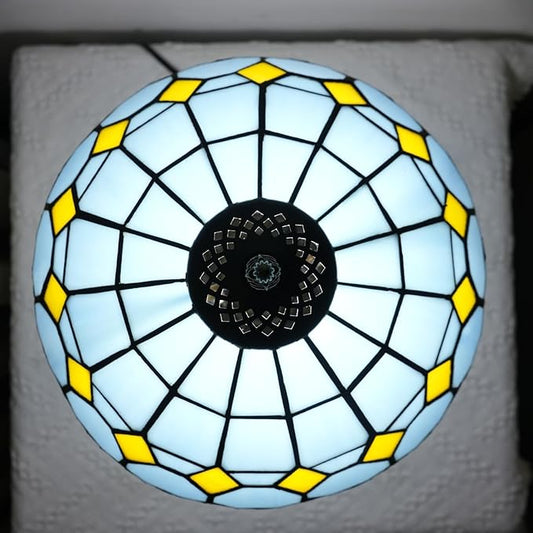 Tiffany Lamp Modern Design Blue Mediterranean Style Stained Glass Lamps Coastal Beach Theme Living Room Office Hotel Bar Kitchen Restaurant Bedroom Bedside Gift Home Decor 12X19 Inch end Table Lamp