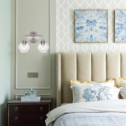 Lycuky Clear Hammered Glass Globe Shade -1.65" Fitter Opening - Replacement Lamp Shade for Pendant Lights, Chandeliers, Wall Sconces, Vanity & Ceiling Fixtures (2 Pack)