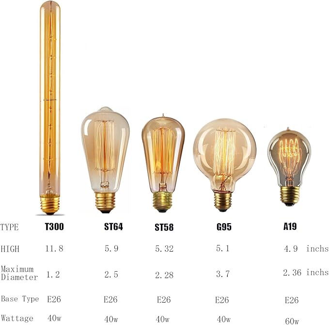 GOENDR Edison Bulb A19, Vintage Incandescent Light Bulbs - 60 Watt, Dimmable 2700K Warm Amber, E26/E27 Base, Squirrel Cage Filament - Antique Decor for Home, Table Lamp, Restaurant, 4Pack