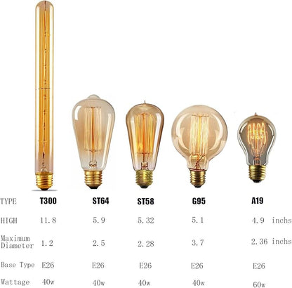 GOENDR E26 40W Edison Bulbs, ST64 Vintage Incandescent Light Bulbs, 2700K Warm Dimmable, Squirrel Cage Filament Bulb for Table Lamp Home Antique Decorative, 4 Pack