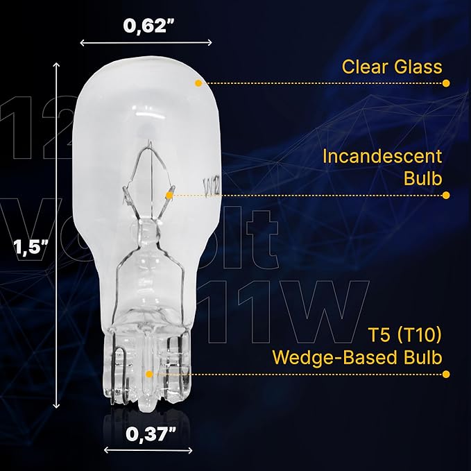 Diximus Landscape Low Voltage - 12 Volt 11W - T5 Wedge Bulbs - Compatible with Malibu Lights - Garden - Deck Light Bulbs - Yard Bulbs - 10 Pack (Clear, 10)
