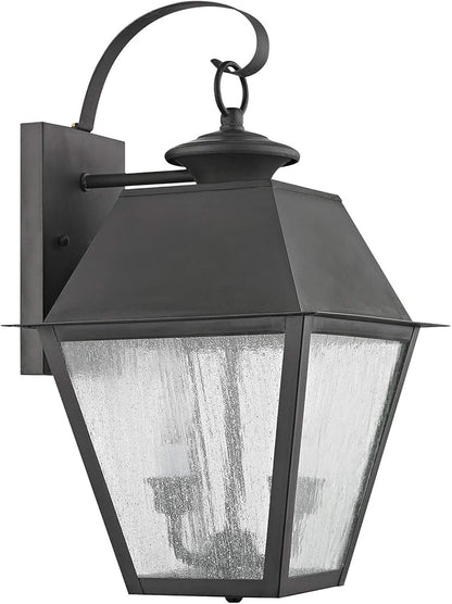 Livex Lighting 2165-29 Transitional Three Light Outdoor Wall Lantern from Mansfield Collection in Pwt, Nckl, B/S, Slvr. Finish, Vintage Pewter