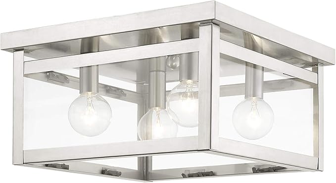Livex Lighting 4032-91 Milford 4-Light Ceiling Mount, Brushed Nickel, 6.00x11.00x11.00