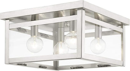 Livex Lighting 4032-91 Milford 4-Light Ceiling Mount, Brushed Nickel, 6.00x11.00x11.00
