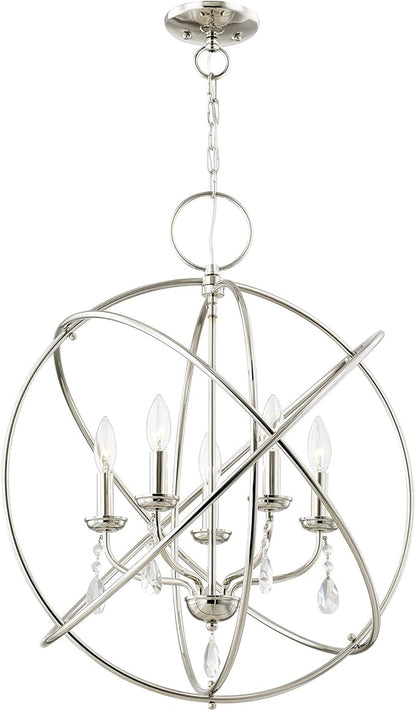 Livex Lighting 40905-35 Transitional Five Light Chandelier from Aria Collection in Polished Nickel Finish