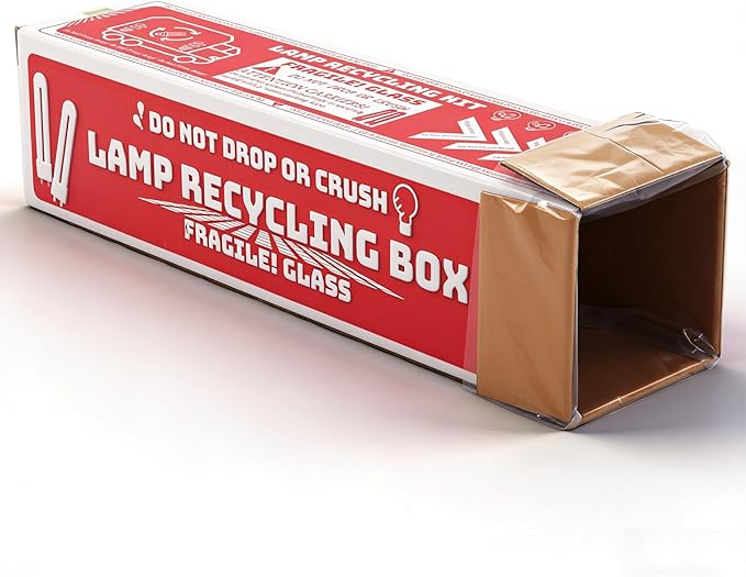 1 Set Recycling Box for Straight Lamps with Bags 4 Foot Jumbo Straight Lamp Storage Box 49 x 12 Inch Holds up to 61 x T12 Tube Lights or 132 x T8 Fluorescent Tubes