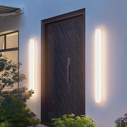 2 Pack 39.4In Long Outdoor Wall Light,Modern Outdoor Wall Sconces IP65 Waterproof Linear Exterior Wall Lights 3000K for Porch House Courtyard(White)