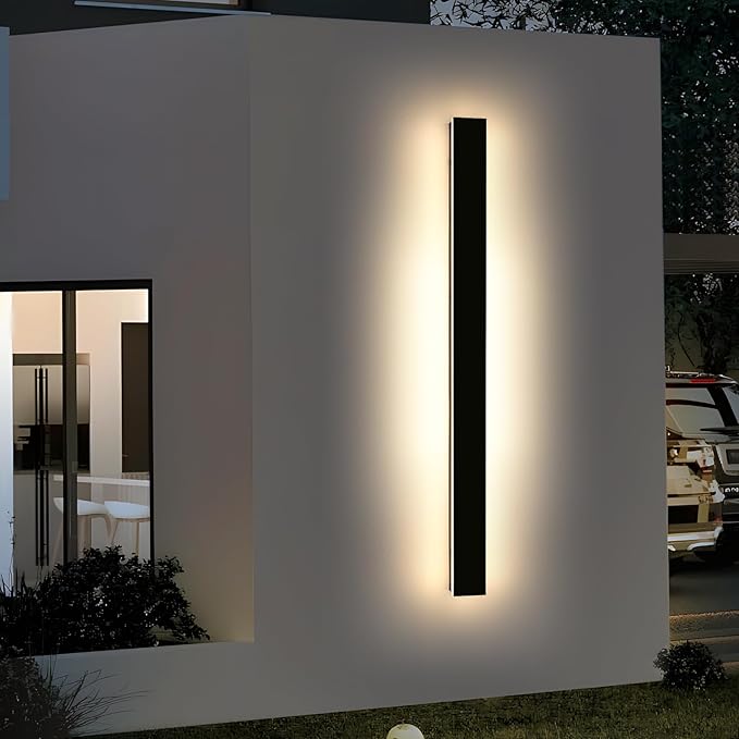 Modern Outdoor Wall Light Fixture, 57inch Long Linear LED Sconces, 3 Color 3000K/4500K/6000K, IP65 Waterproof, 50W, White Acrylic, Exterior Wall Mount Lighting for House, Patio, Garage