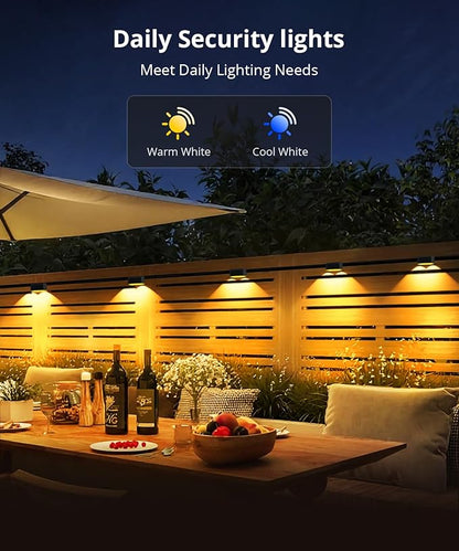 Outdoor Deck Lights 16 Packs, Smart RGBCW Fence Light, 100+ Scene Modes, Dual Lens LED String Lights with APP/Voice/Remote Control, IP65 Waterproof for Halloween Christmas Decor, 105ft Black