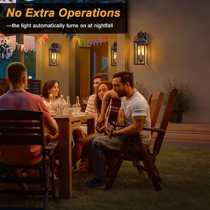 𝟏𝟖𝑰𝑵 Outdoor Wall Sconce Fixtures, Dusk to Dawn Patio Lights Waterproof Exterior Lanterns, 2-Light Modern Wall Light Mounted with Glass, Oil Rubbed Bronze Outside Lights for House Front Door Decor