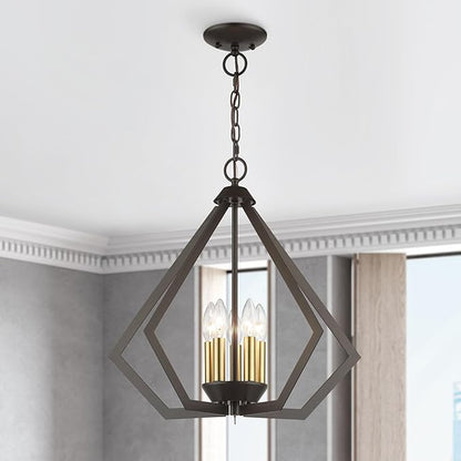 Livex Lighting 40925-04 5 Light Black Chandelier, Black w/Brushed Nickel Cluster