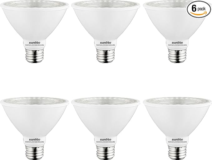 Sunlite LED PAR30 Short Neck Flood Light Bulb, 9 Watt, (75W Equivalent), 850 Lumens, Medium Screw (E26) Base, Dimmable, ETL Listed, 2700K Soft White, 6 Count