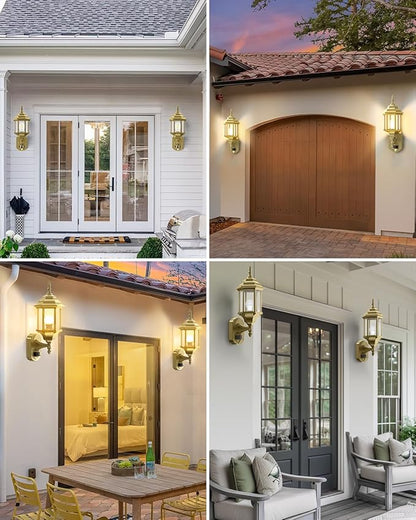 Redluck Motion Sensor Outdoor Lights, 16 inch Dusk to Dawn Outside Porch Lights, Waterproof Anti-Rust Aluminum Outdoor Wall Lights Exterior Lighting Fixtures for House, Garage, Front Door, Gold