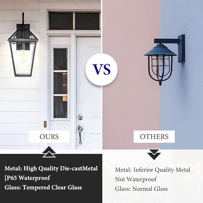 Large Outdoor Light Fixtures Wall Mount 21'' Waterproof Exterior Wall Lanterns with Glass, Outdoor Wall Light, Outside Wall Sconces, Front Porch Lights for House Garage Doorway Patio 1 Pack