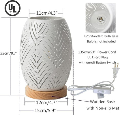 OuXean Modern Table Lamp, E26 60W Night Light Metal Hollow Table lamp for Bedroom Living Room Home Decor Office Restaurant Bar (Without Bulb)