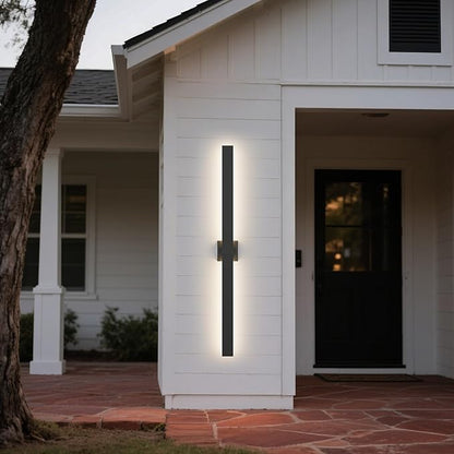 LamQee 47.2 In Aluminum Long Outdoor Wall Lights, 3000K 1760LM LED Waterproof IP65, Modern Exterior Lighting Fixture Linear Outdoor Sconce Wall Mount Outside Lighting for House Porch Patio Garage Door