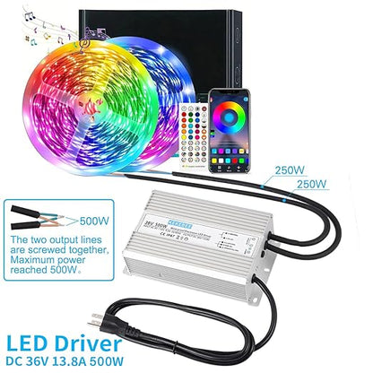 LED Driver 36V500W Waterproof Power Supply AC90-135V to DC36V13.8A IP67 Waterproof Switching Power Supply Suitable for Outdoor LED Lighting Landscape Lights Street Lights and 36V DC Equipment