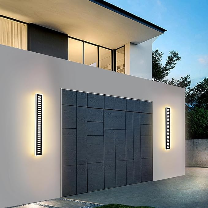 Outdoor Wall Light LED 42W 30000K 35.4in Long - Black Metal Waterproof Modern Exterior Lighting Fixture,Frosted Acrylic Porch Sconce,for Patio,Garage,Courtyard