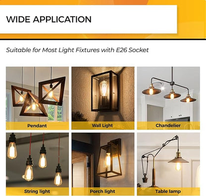Hizashi Edison Bulb 60 Watt LED, 2700K Dimmable LED Light Bulbs E26 Base, ST19 Vintage Light Bulbs Soft Warm White, 95+CRI, UL Listed,700 Lumens 6W, Clear Glass, Pack of 3